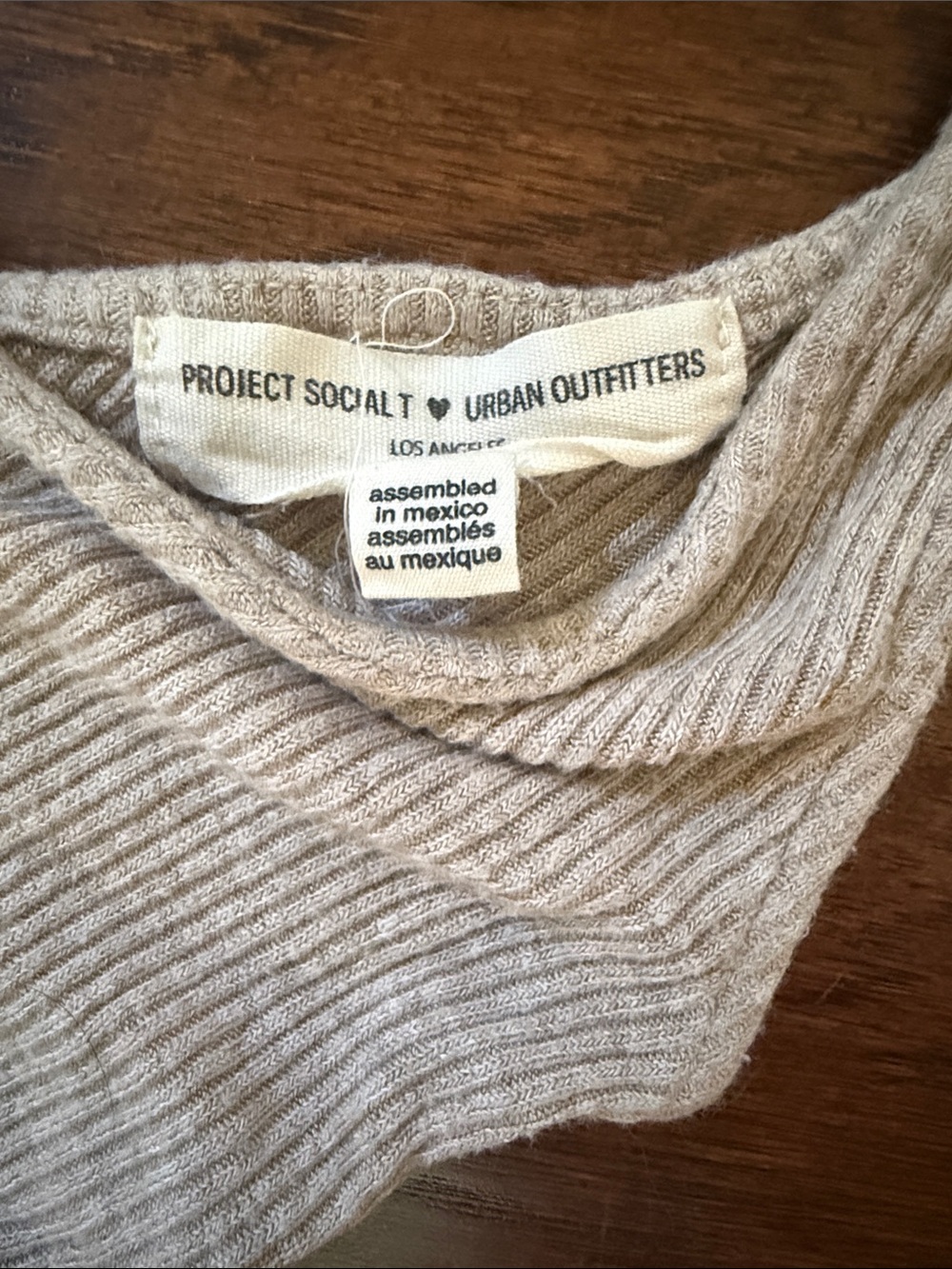 Urban Outfitters Beige Ribbed Tank with Side Ties - Picture 2 of 3